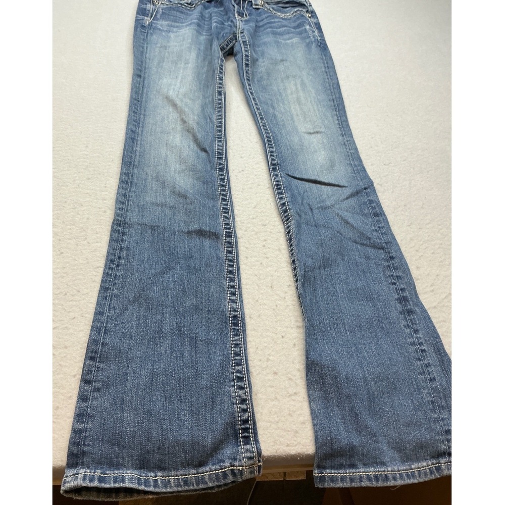 Miss Me Y2K Bootcut Jeans Embellished Flap Pocket Blue Denim Womens Size 27